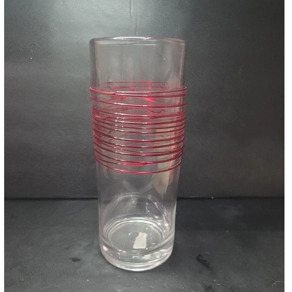 Pier 1 Imports Red‎ Swirline Glass Vase, Vintage Handcrafted Flower Display